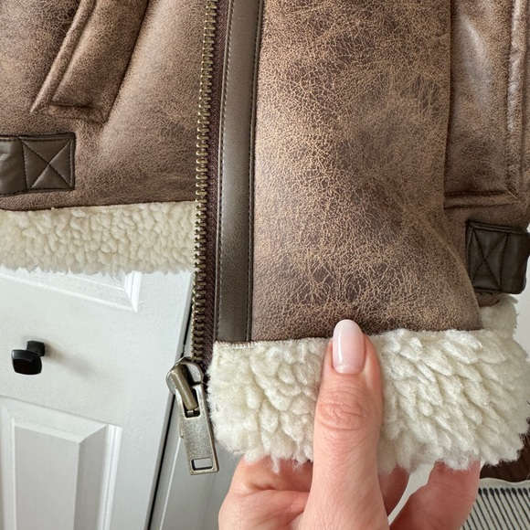 NWT Loft Faux Suede Sherpa Aviator Bomber Jacket - Picture 8 of 12